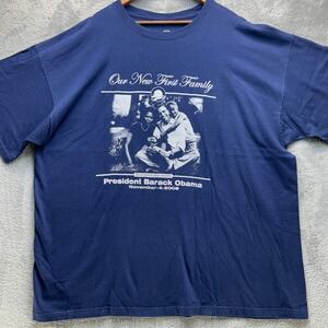 Fruit of the Loom Barack Obama 2008 Election T-Shirt Navy Blue 3XL‎ First Family